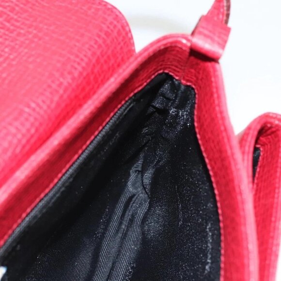 LOEWE Anagram Shoulder Bag Suede Leather Red Gold Auth sw697 - Picture 10 of 16